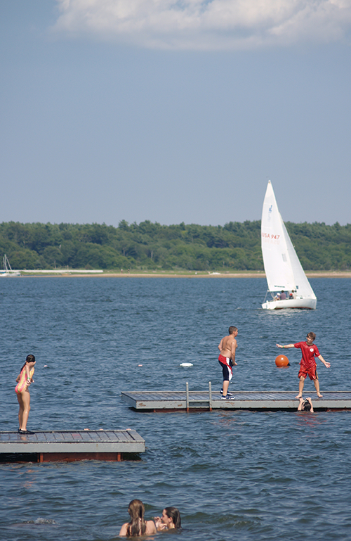 kids swimming in Mattapoisett harbor